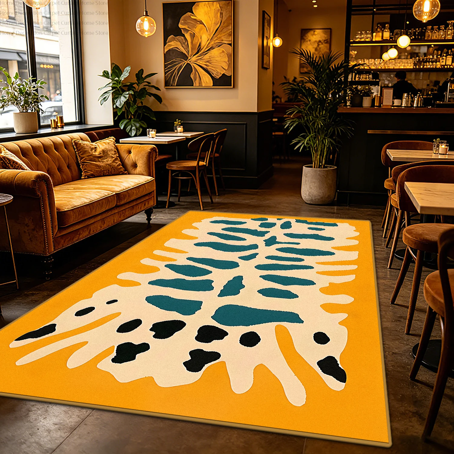 Orange Leopard Print Abstract Carpet Non-slip Large Living Room Decorative Soft Washable Bedroom Rugs Lounge Store Floor Mats
