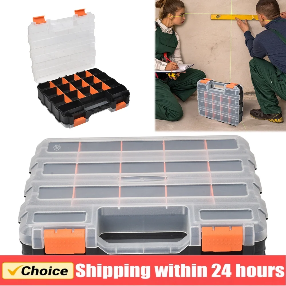 G-322 Portable Parts Box Hardware Storage Toolbox Plastic Case Multi-Grid Combination Screw Storage Box Garage Repair Tool Box f
