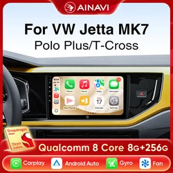 Ainavi Car Radio For Volkswagen VW Polo Plus Jetta MK7 T6 Passat B8 T ROC Cross MQB Wireless Carplay Android Auto Car Multimedia