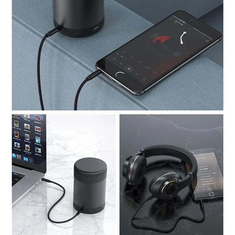 Q5WA 3.5mm to 3.5mm Stereos Sound Cable Nylons Braideds for Smartphones and Tablets