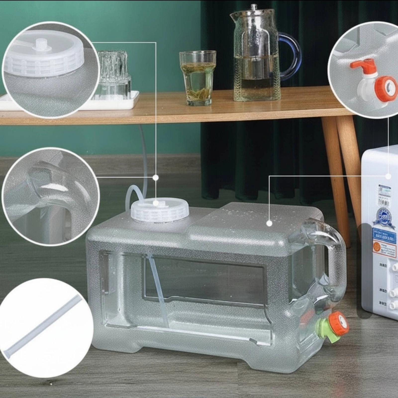 Water Container with Faucet Transparent Container with Spigot and Lid Water Container with Lid Easy to Use for Tea Lovers, Home