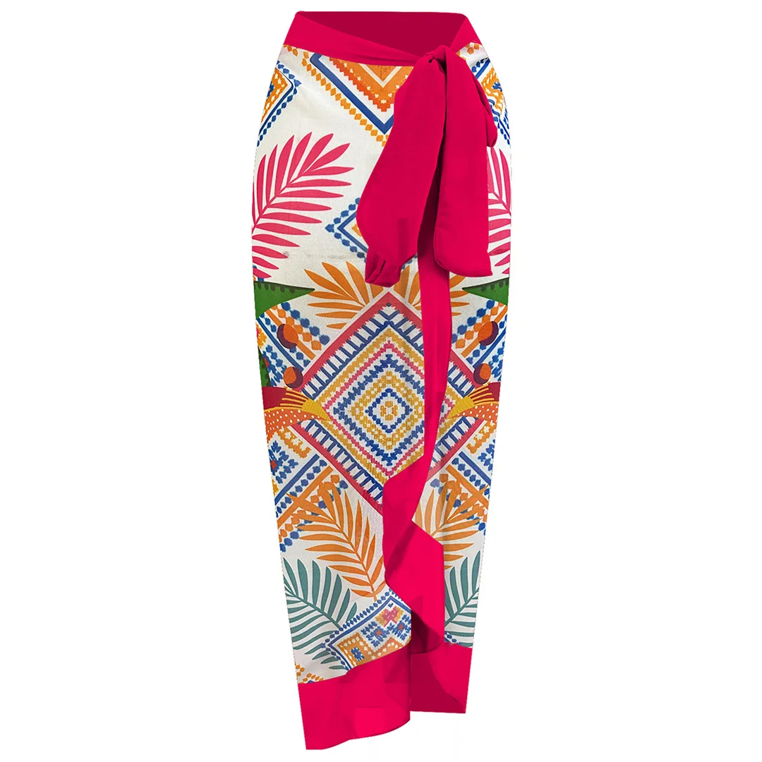 S - XXL Neuer bedruckter Damen-Badeanzug mit langen Ärmeln, einteilig, mit Sarong-Hose, gepolstert, Badeanzug, Badebekleidung, V8118 – Detail 5