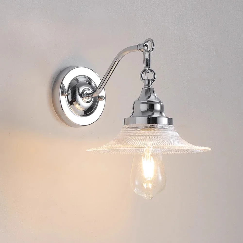 Modern Sliver Loft E27 Metal Wall Mirror Bedroom Light Retro Wall Lamp Style Sconce Lamp Fixtures Wand Lamp Luminaire
