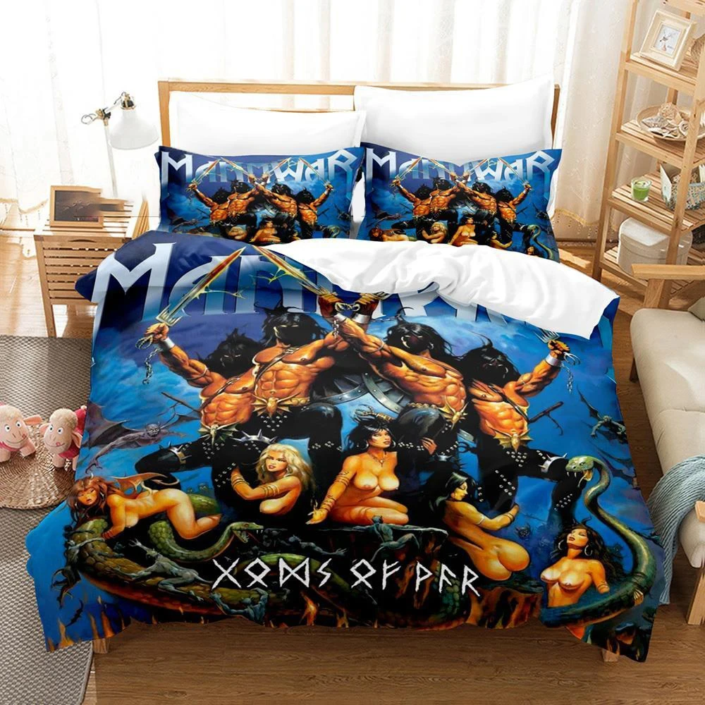 Imagem -02 - Heavy Metal Banda Manowar Cama Grupo 3d Imprimir Duvet Cover Bed Grupo Quilt Cover Fronha Consolador Rei Queen Size Meninos Adulto