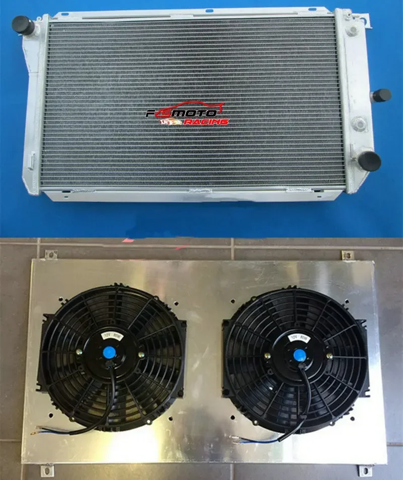 Radiador totalmente de aluminio + cubierta + ventilador de carreras para Ford EF EF2 EL NF NL DF DL Falcon Fairline