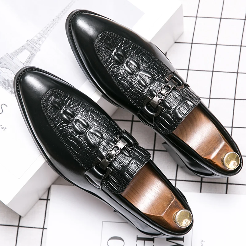 New Dress Leather Lofers Men Classic Casual Business Shoes For Men Social Party Leather Shoes Slip On Wedding Office Shoes Male