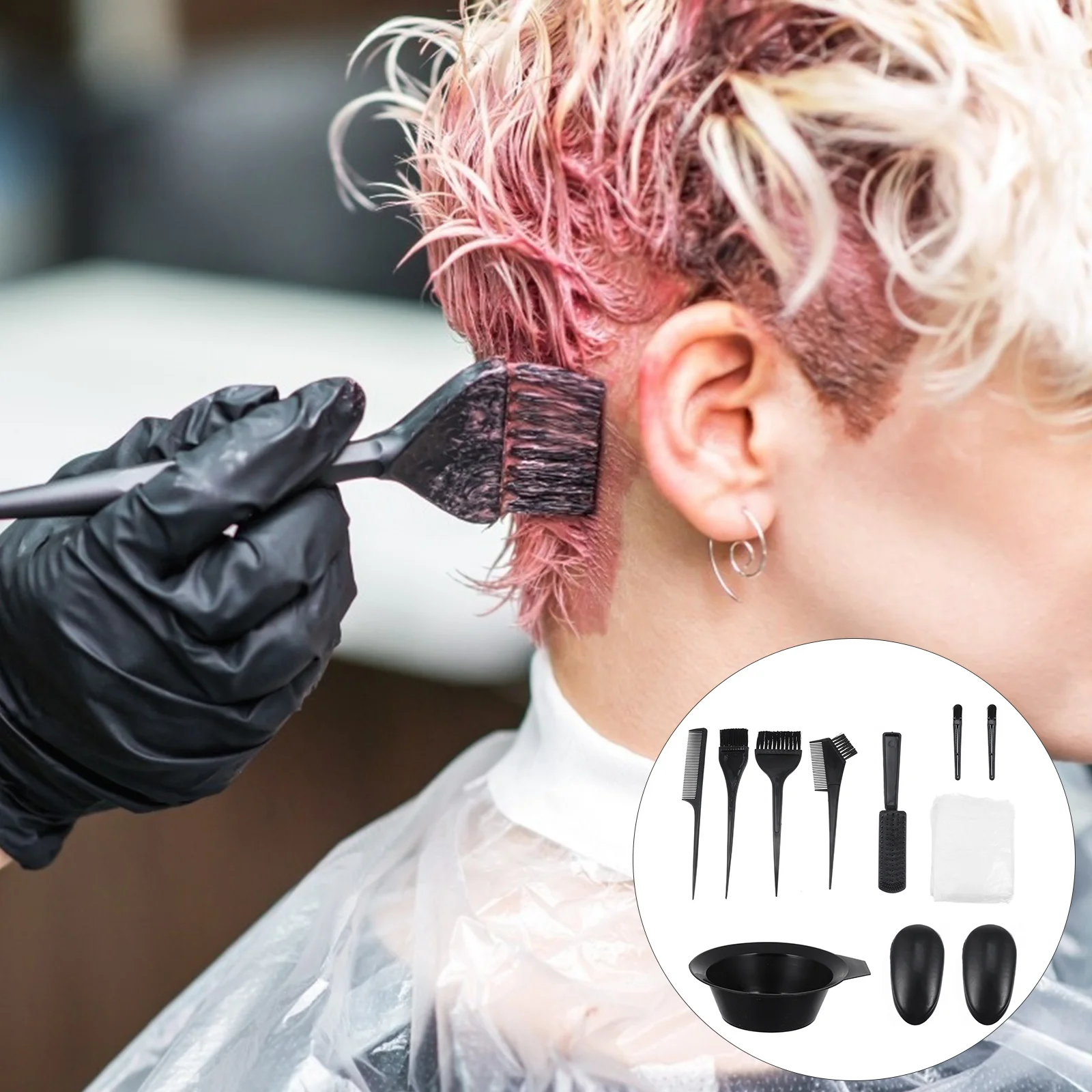 

11Pcs Hair Coloring Tool Kit Compact Lightweight Dyeing Supplies for Household Salon Layered Dye Application Easy to Carry