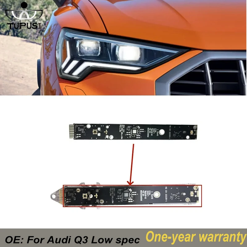 Biała płytka DRL do Audi Q3 rocznik 2019 2020 2021, niemiecki model, niski standard wyposażenia, pełne światła LED do jazdy dziennej, moduł kierunkowskazu 83A941475