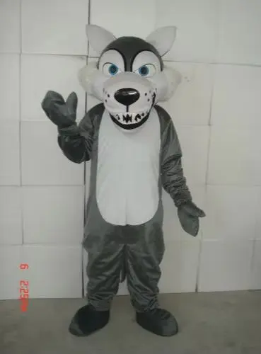 

Лидер продаж, милый волк, серый, белый, собака хаски, мультяшный костюм талисмана, плюшевое рождественское нарядное платье, костюм талисмана на Хэллоуин