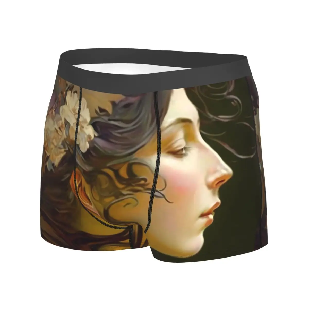 Art Nouveau Lady Underwear Retro Print Men's Underpants Print Stretch Boxer Shorts High Quality Shorts Briefs Plus Size 2XL