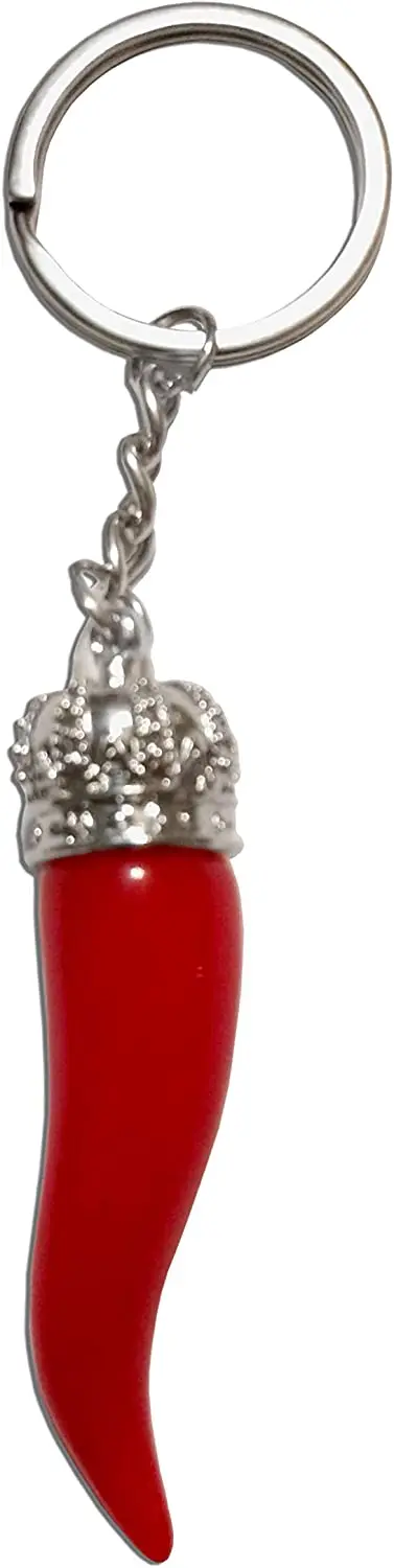 Italian Red Horn Silver Chain Keychain  Italy Collection of Key Rings  Fobs 2ps set PSILoveItaly  Great