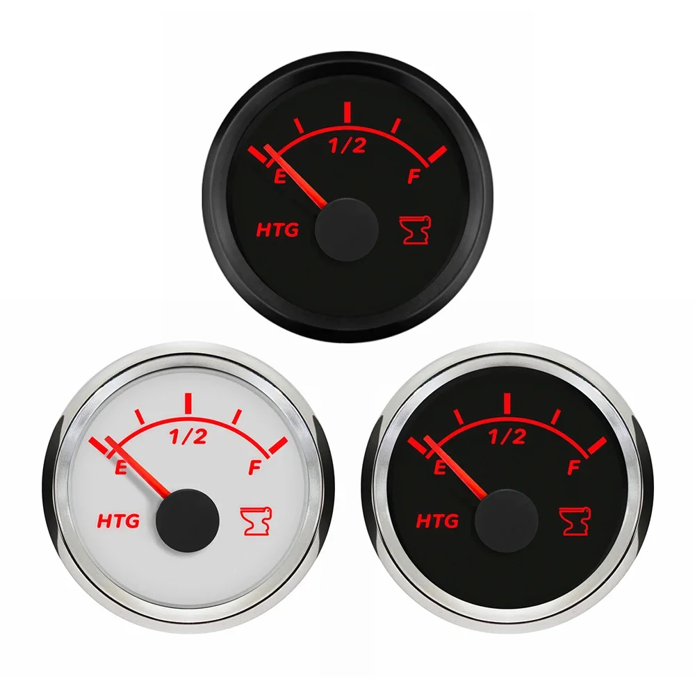 ELING Universal Waterproof 52mm Holding Tank Level Gauge Meter 0-190ohm 240-33ohm Signal 12V 24V with Red Backlight for RV Yacht