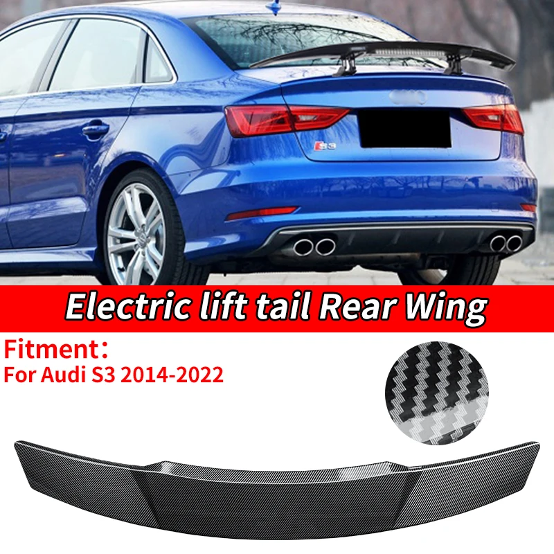 Car Electric Rear Spoiler Wing Trunk Tail Remote Control Modification Sedan Accessorie ABS For Audi S3 2014 16 17 18 19 21 2022