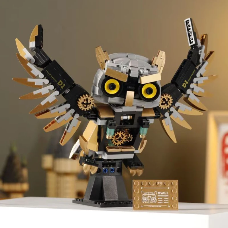 Small Particle Owl Beetle Mechanical Building Blocks Retro Punk Style Steam Series Toys of Boys