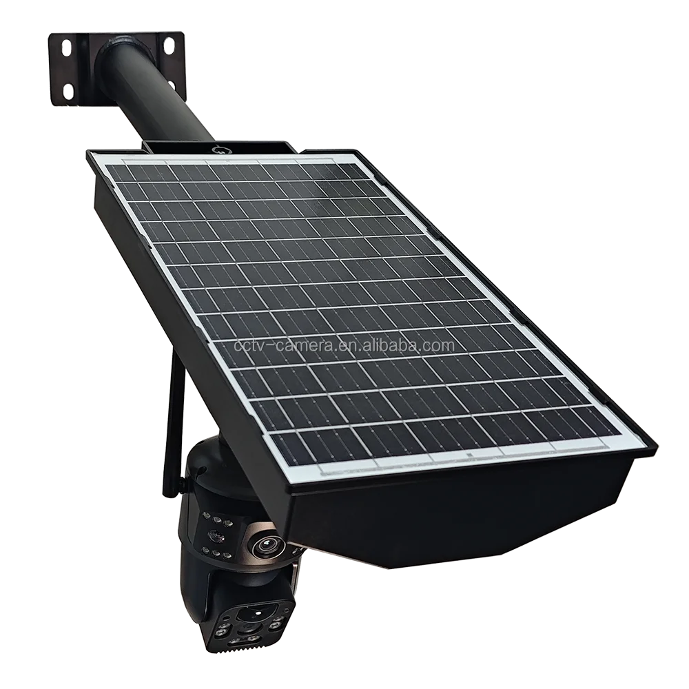 ضوء الشارع بالطاقة الشمسية 4G CCTV الأمن AI IP كاميرا مع بطاقة Sim في الهواء الطلق كاميرا صفارة الإنذار واي فاي 4mp 4G لوحة طاقة شمسية LED ضوء الشارع
