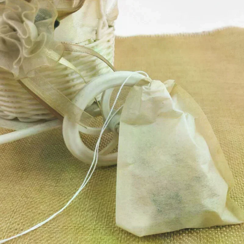 100pc/lot Empty Paper Tea Bags Filter Drawstring Teabags for Herb Loose Tea Storage Organizer