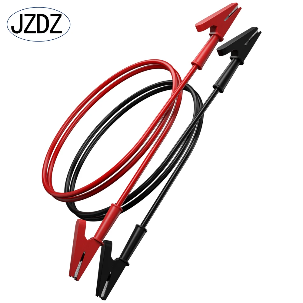 JZDZ 2PCS Multimeter Test Leads Dual Alligator Clips Crocodile Wire Cable with Full Jack Insulators Clips Red Black 1M  J.70036