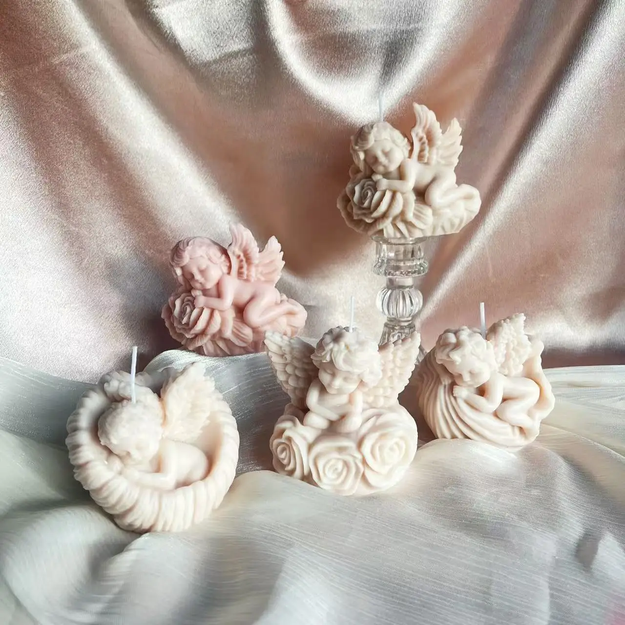 

Angel Flower Candle Silicone Mold Baby With Wing Mould Handmade Gifts Plaster Resin Ornaments Mould