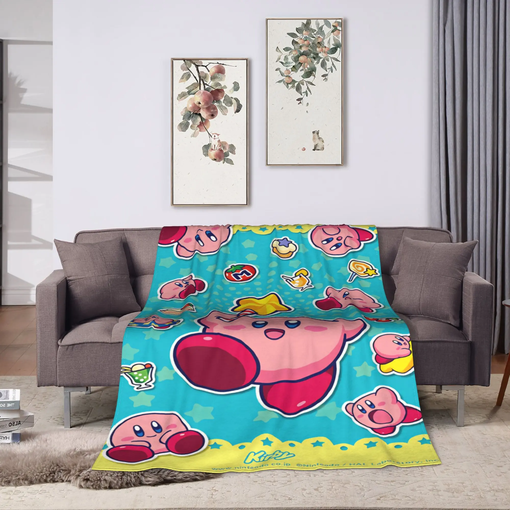 K-Kirbies  Flannel Blanket  Soft Warm Throw Blanket for Home Decor Travel Office Aesthetic Bedspread Sofa Bed Cover