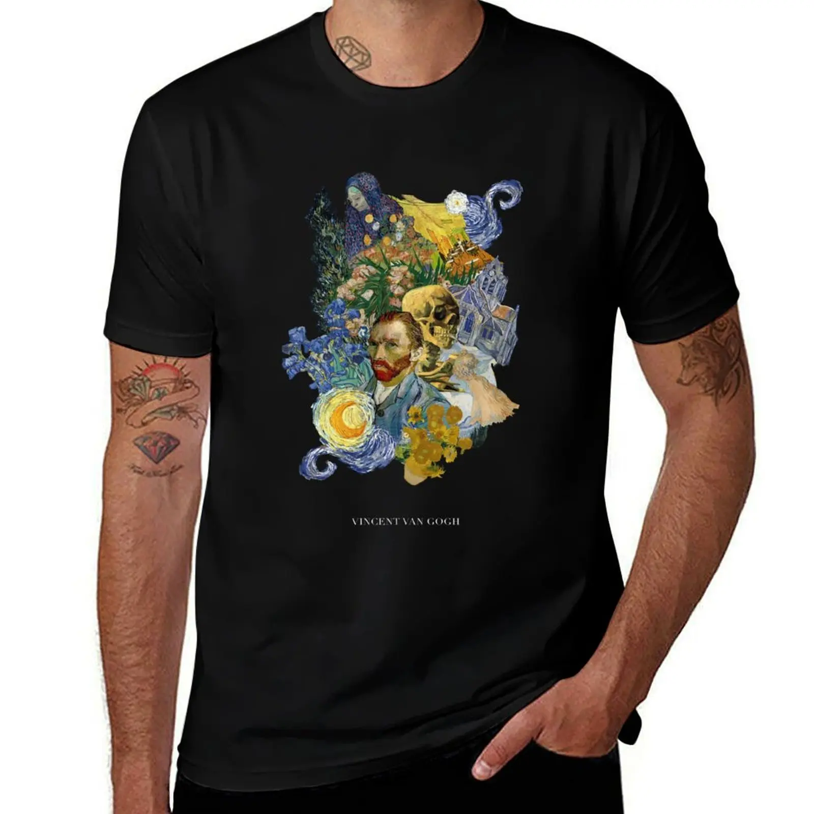 Van Gogh Art Collage T-Shirt Running Performance Short Sleeve Tee