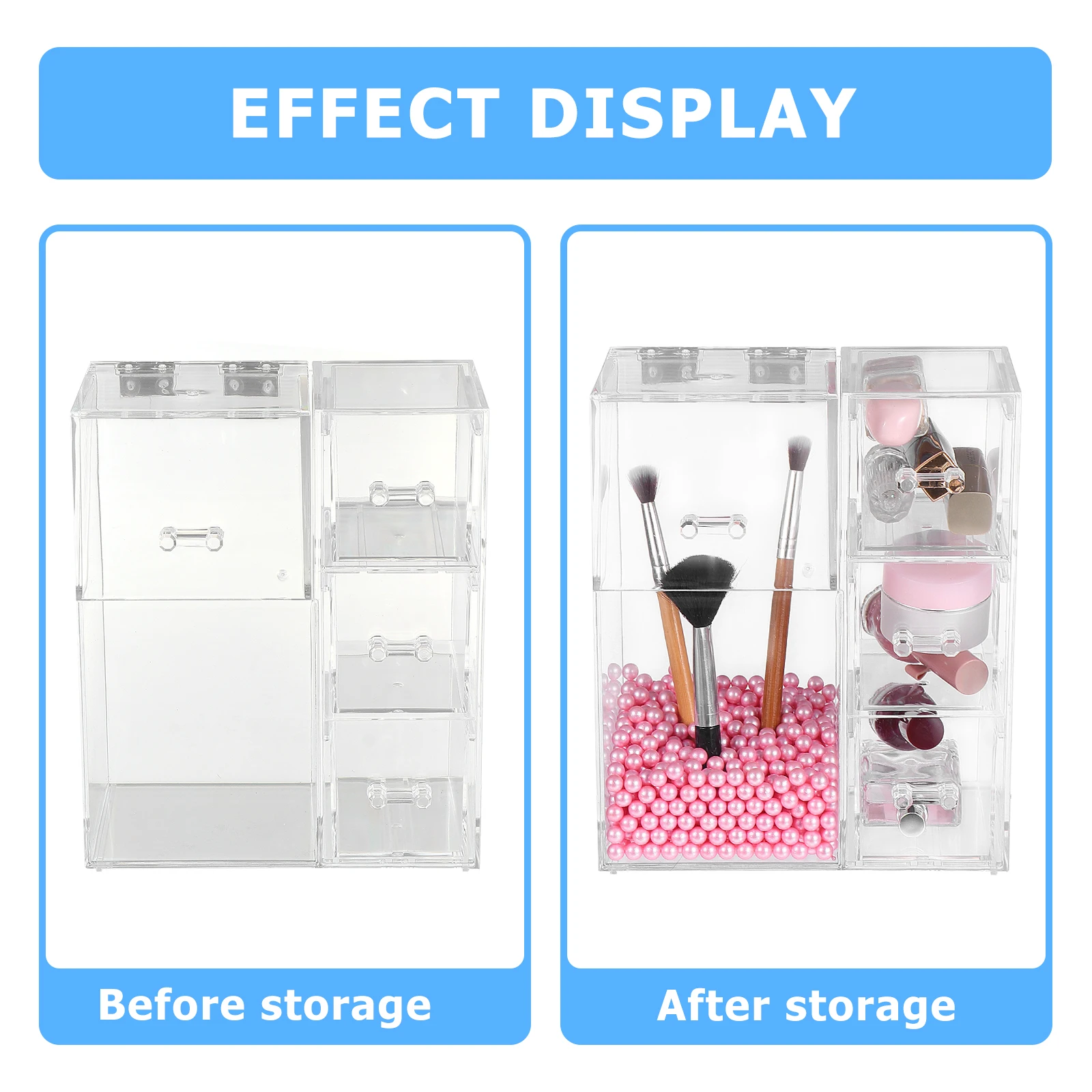 

Clear Makeup Brush Storage Box Pearls Organizer Tools Desktop Holder For Beauty Accessories Jewelry Vanity Keeper
