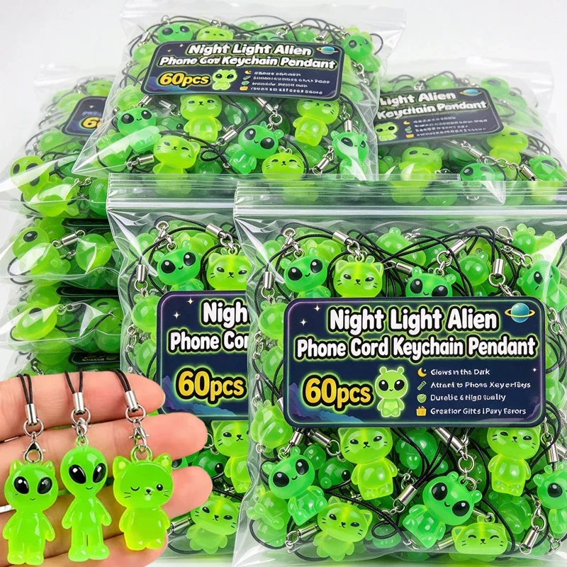 1-60pcs Luminous Resin Alien Keychain with High Appearance Niche Personality Night Light Gift Accessories Bags Pendants