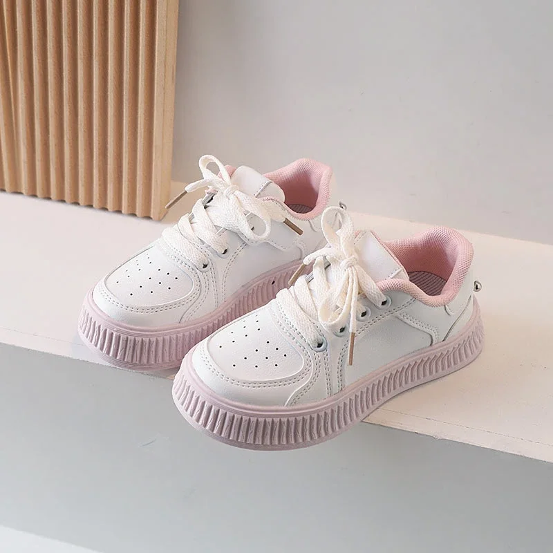 

Children Sports Casual Shoes 2024 Spring and Autumn New Kids Sneakers Boys Soft Sole Low Top Shoes Girls' Thick Sole White Shoes