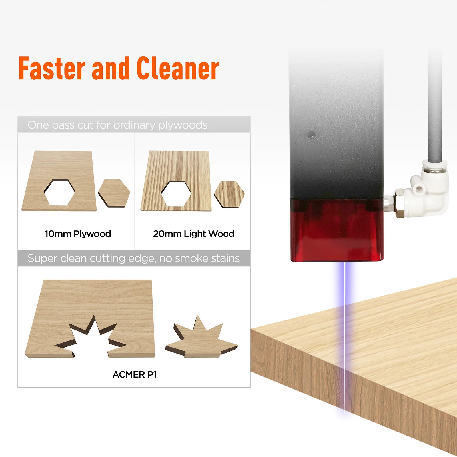 ACMER P1 10W grawer laserowy DIY CNC wycinarka laserowa i maszyna grawerująca do drewna metalu skóra akrylowa z kontrolą Wi-Fi 400X410mm