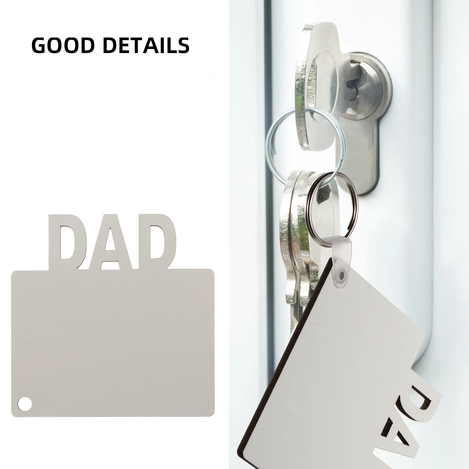 

8pcs Wooden Keychain Blanks Heat Transfer Sublimation Craft DIY Dad Keyring Accessories Jewelry Parts Handmade Gifts