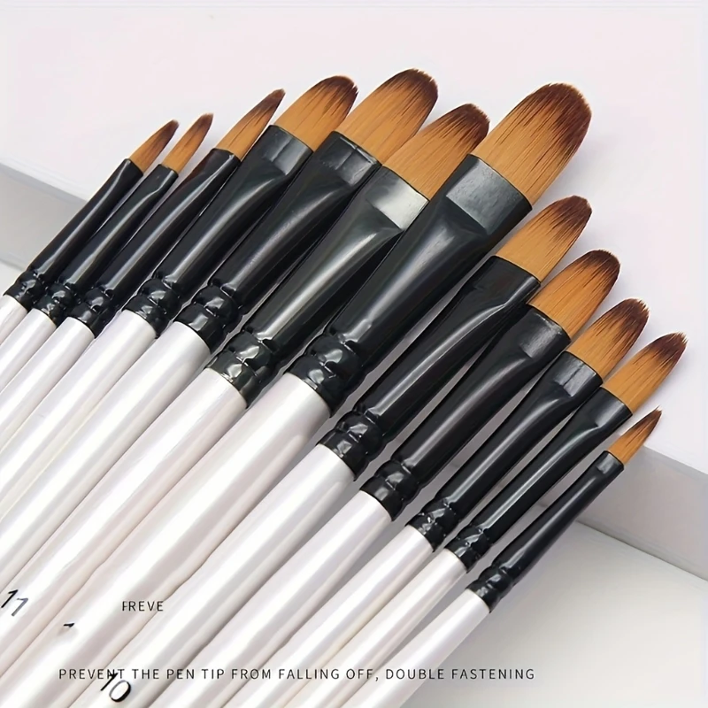 48Pcs Artist Paint Brush Handle Nylon Hair Bristles Paint Brush For Drawing on Canvas Paper Stone Rock Ceramics
