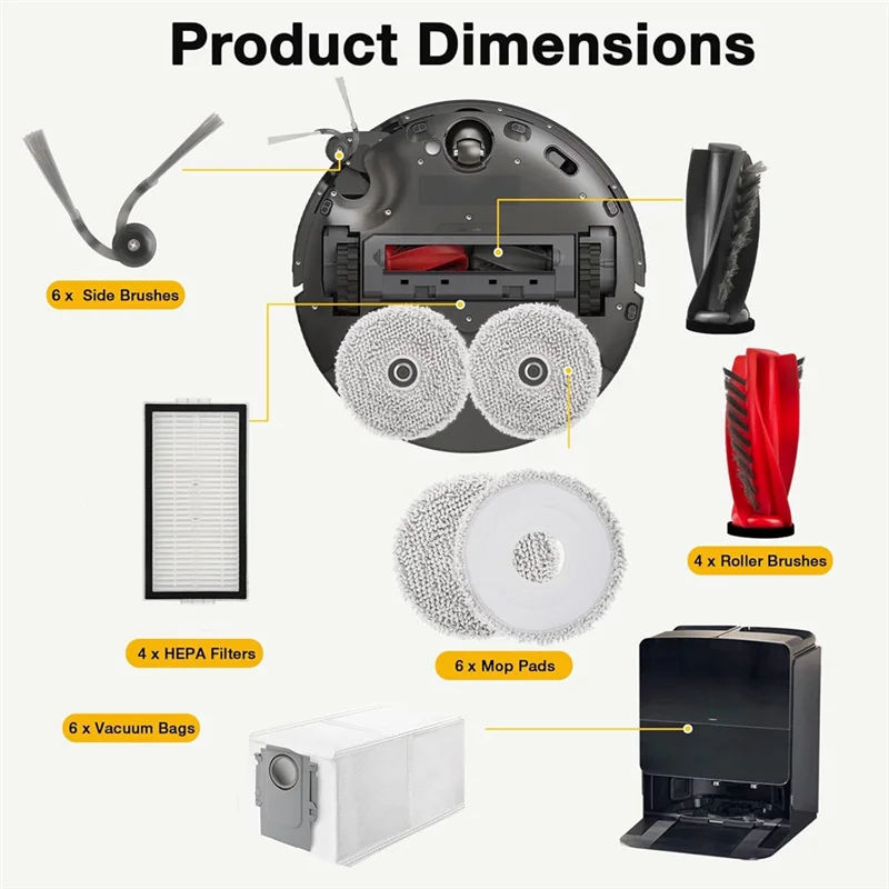 SANQ Voor Roborock Saros 10R G20s Ultra Robot Stofzuigers Belangrijkste Zijborstel Hepa Filter Mop Doek Stofzakken