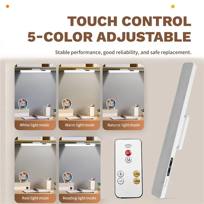 

[NEW!A93G】 Rechargeable Dimmable Light Bar 5 Colors Mirror Lights Kitchen Ceiling Lamp With Remote Control