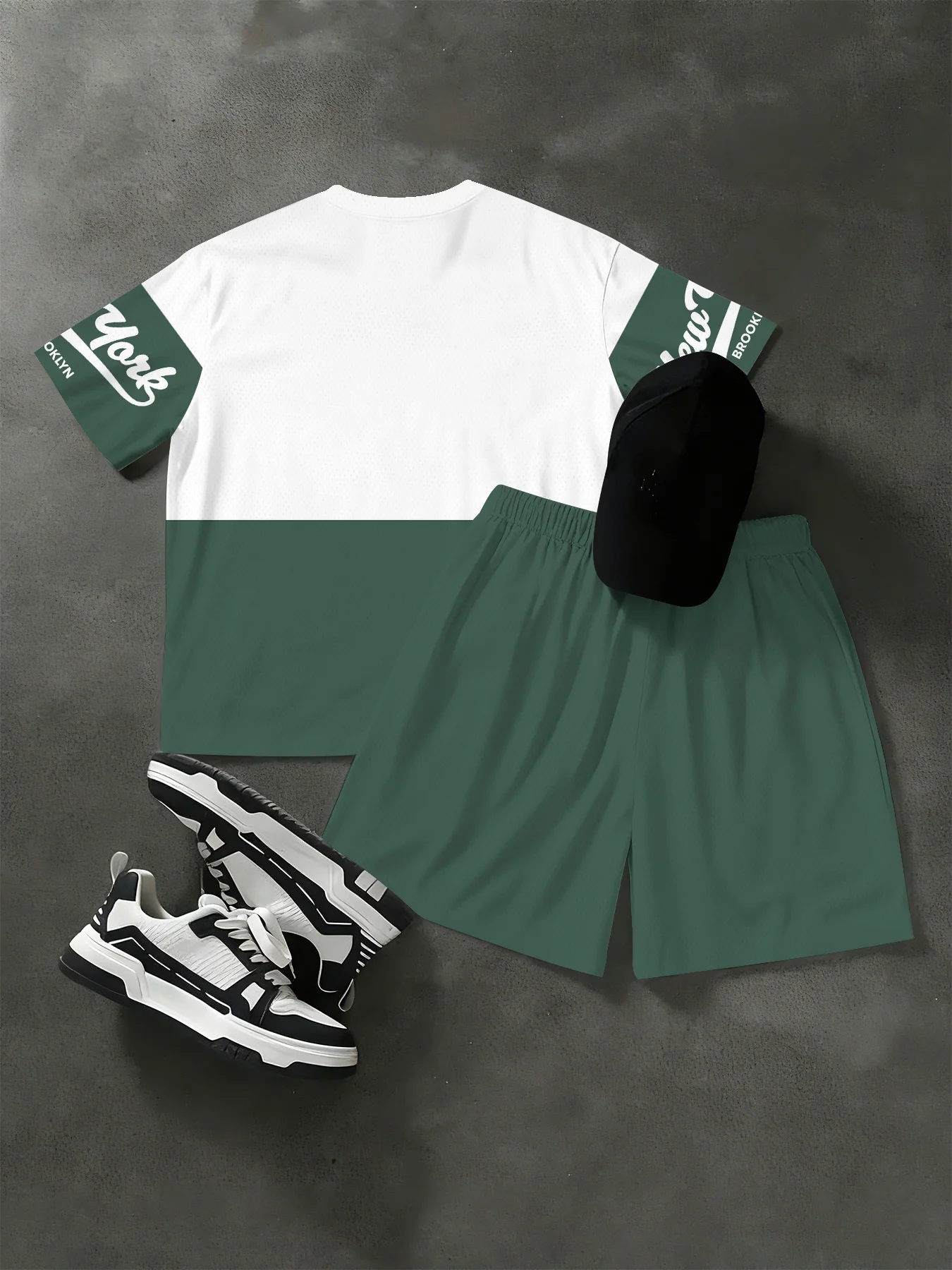 2026 Summer American Men's T-shirt Set for Outdoor Sports Leisure and Fashion Soft and Breathable with 3D Letter Pattern Printin view 3