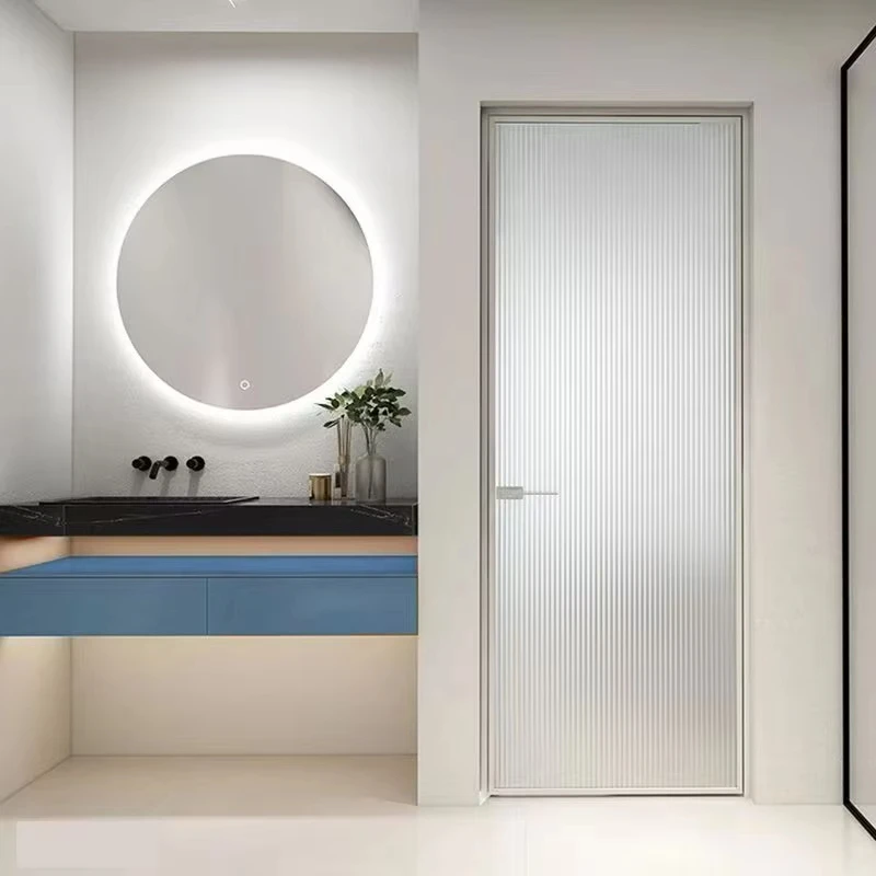 Ultra-Clear Tempered Double-Glazed Casement Door Modern Minimalist Design For Bathroom & Toilet.