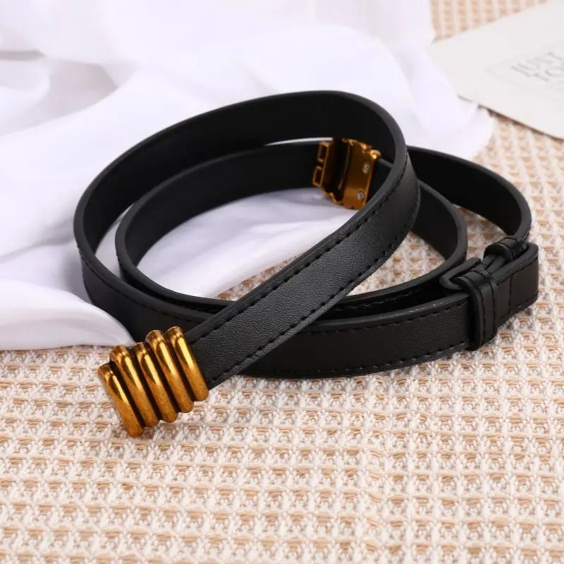 Women's retro thin decorative belt, adjustable back slider belt, daily party commuting fashion accessory