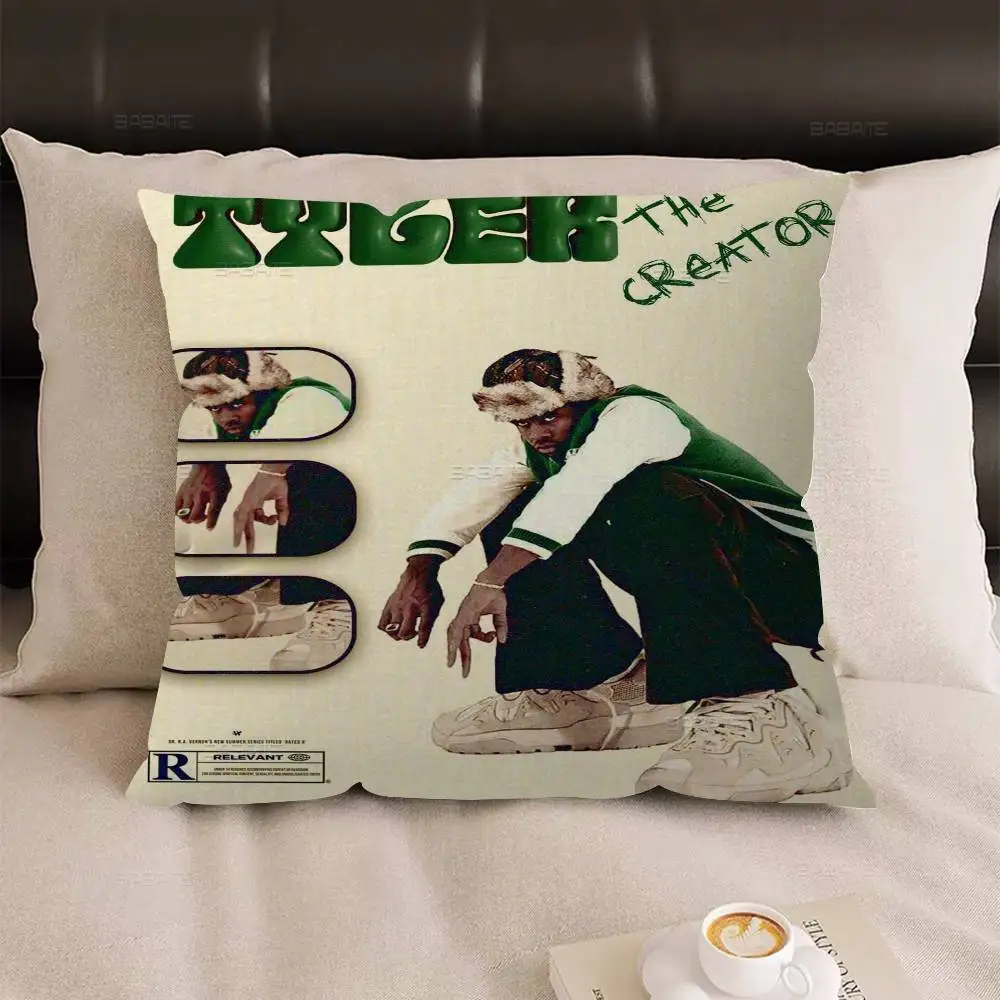 مغني الراب تايلر الخالق وسادة يغطي الكرتون أريكة ديكور المنزل الطباعة على الوجهين قصيرة أفخم لطيف غطاء الوسادة