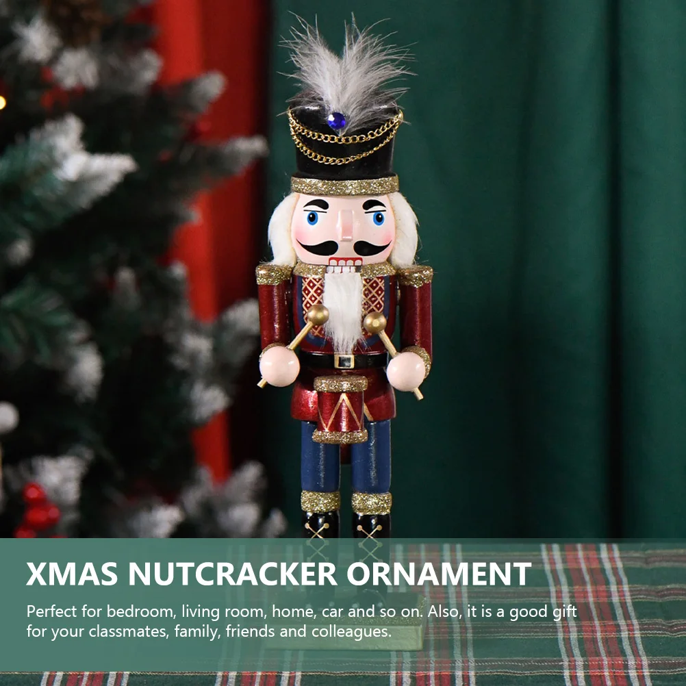

Wooden Nutcracker Decor Classic Christmas Wood Craft Sturdy Holiday Decoration for Home Office Desktop Xmas Party Supplies