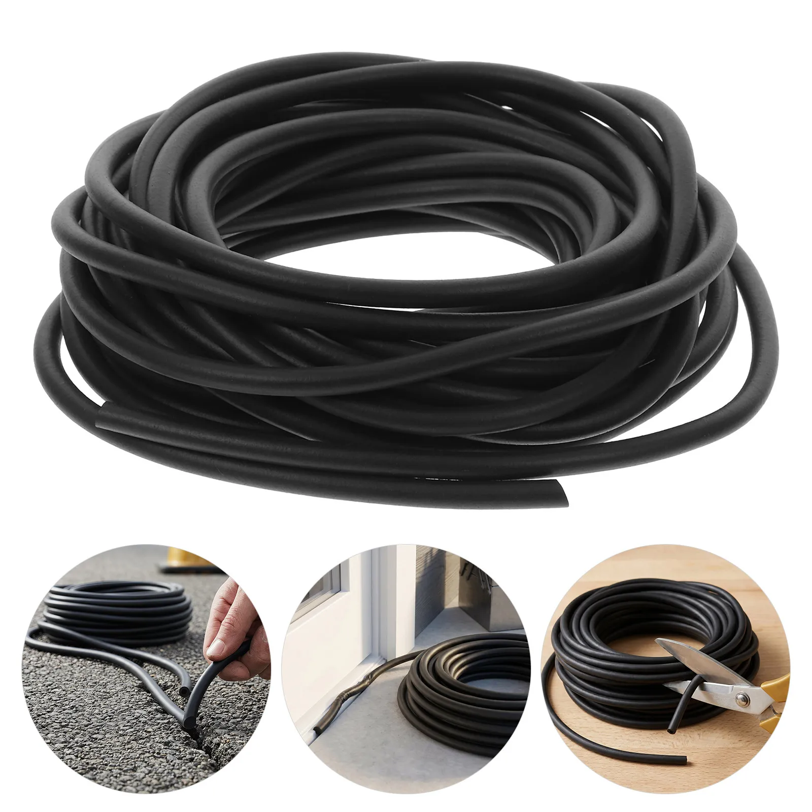 3Pcs Sealing Backer Rod Epdm Rubber Foam Flexible Weather Strip for Concrete Joint Crack Filling Wall Patio Driveway Caulk