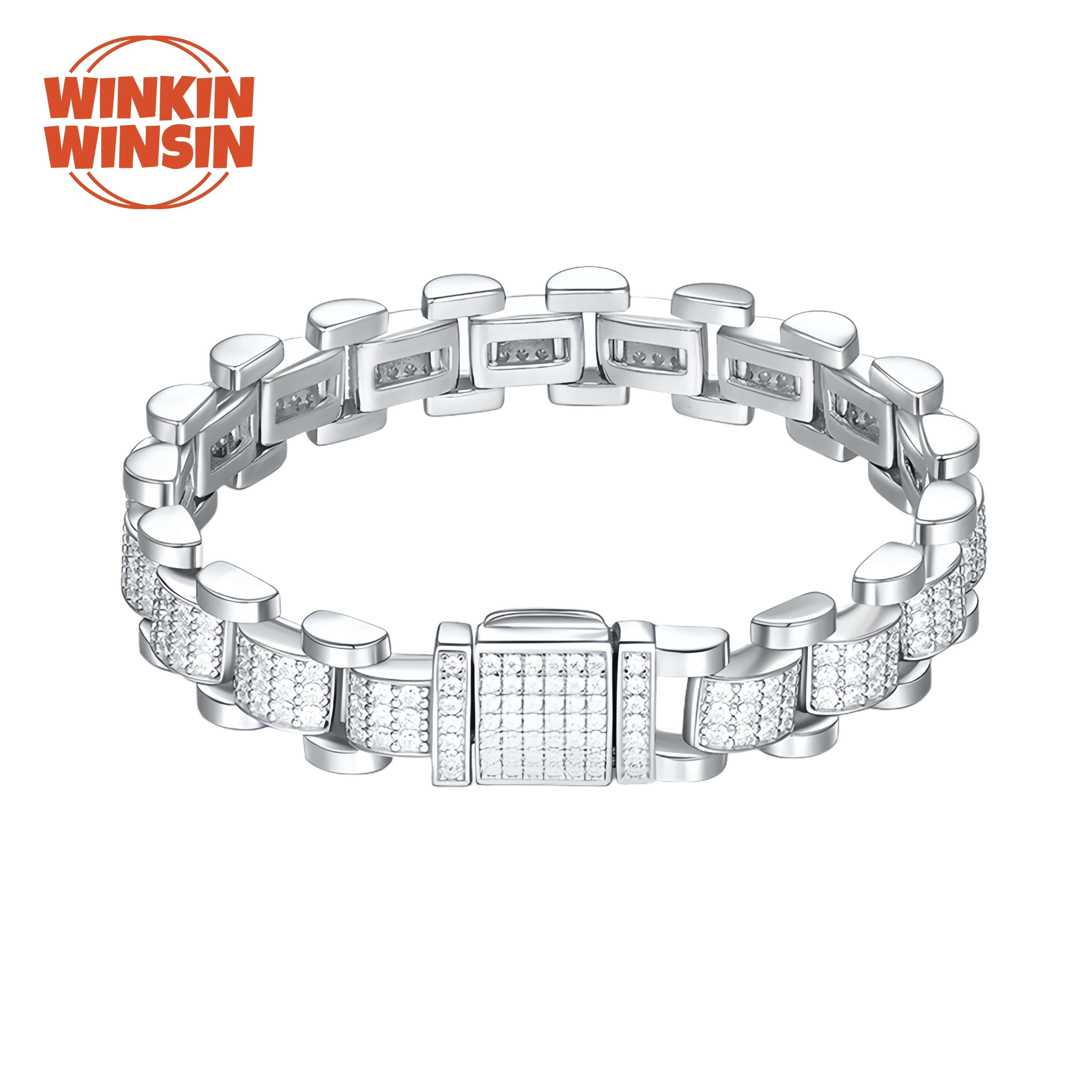 

Winkin Winsin Brand S925 Sterling Silver Moissanite Women Bracelet Hip Hop Bracelet GRA Certificate Gemstones Bracelets Jewelry