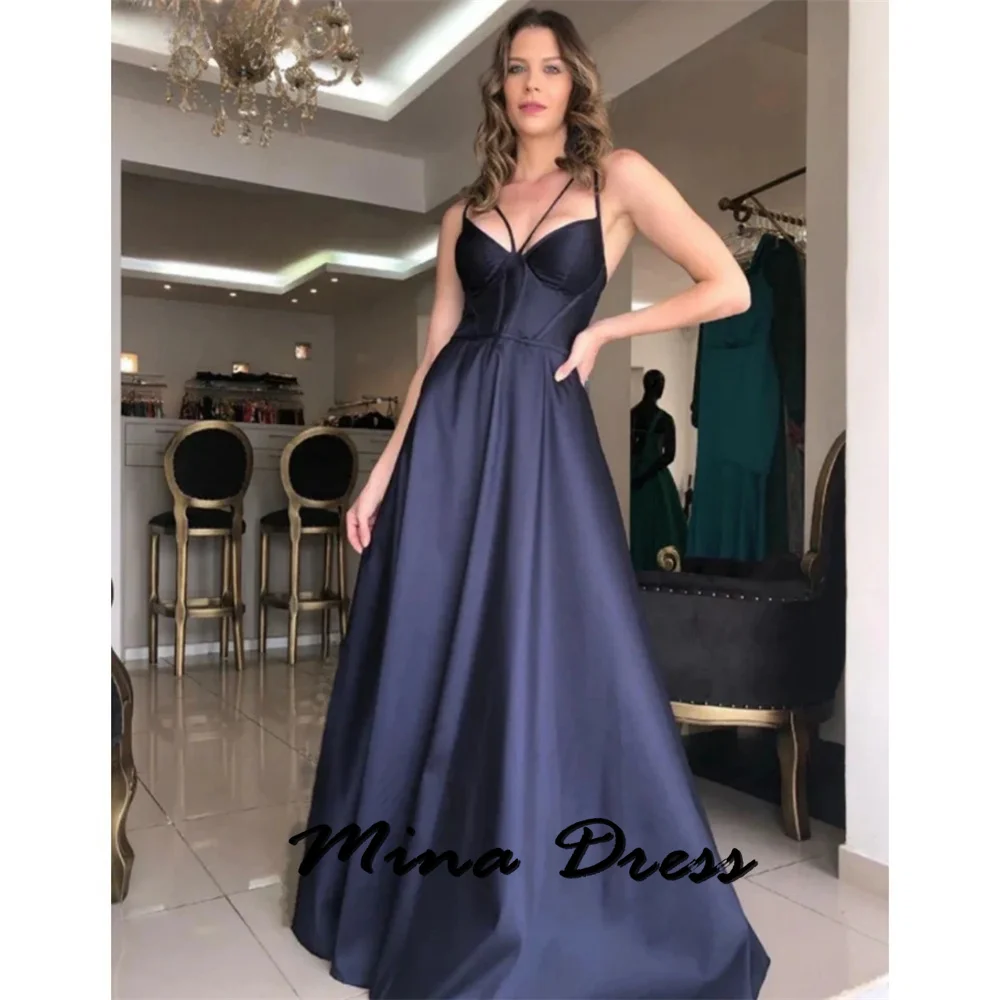 

Mina Customized Backless Bridesmaid Dress Woman Sleeveless Women Evening Dress Luxury 2024 Dubai Spaghetti Straps Ball Gowns