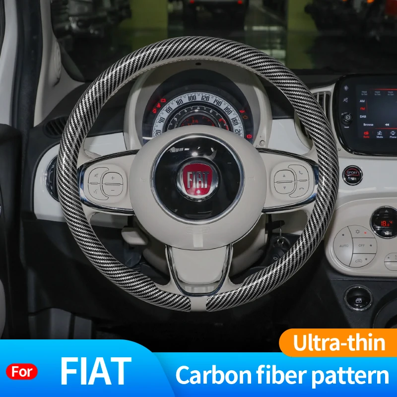 

For Fiat 500 Punto Tipo Doblo Freemont Bravo Panda Ducato Pondo Carbon Fiber Suede Car Steering Wheel Cover Auto Accessories