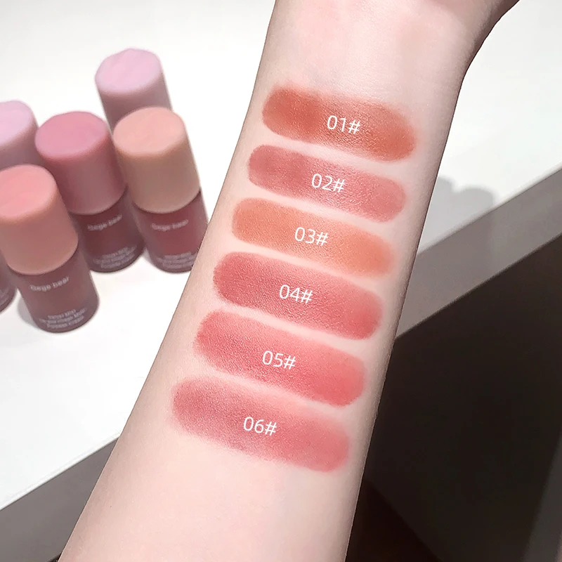 Gege Bear Smooth Multi-purpose Cream Expansion Color Cheek Blush Eye Shadow Not Easy to Fade Nude Matte Velvet Lip Glaze