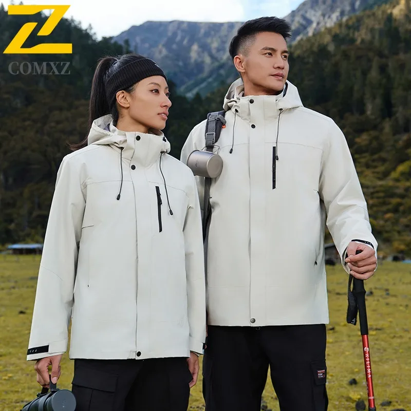 سترة رجالي للتزلج على جبال الألب من COMXZ سميكة للاستخدام الخارجي مقاومة للرياح سترة دافئة بسيطة بقلنسوة سترة واقية مريحة للخريف #4
