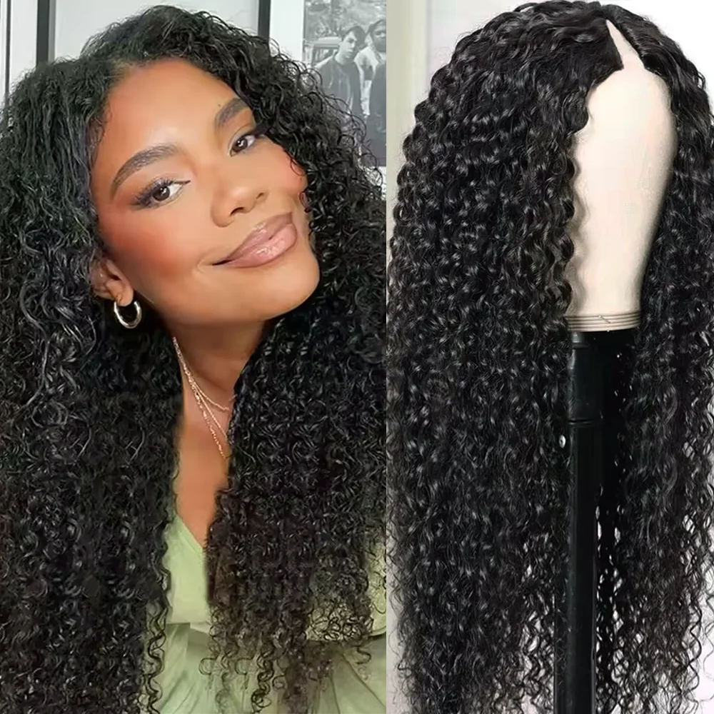 32-Zoll-Perücke mit lockigem V-Teil, brasilianisches Echthaar, Echthaar-Perücke, Upgrade-V-Teil-Perücke, V-förmige Perücke für schwarze Frauen, Haarperücken