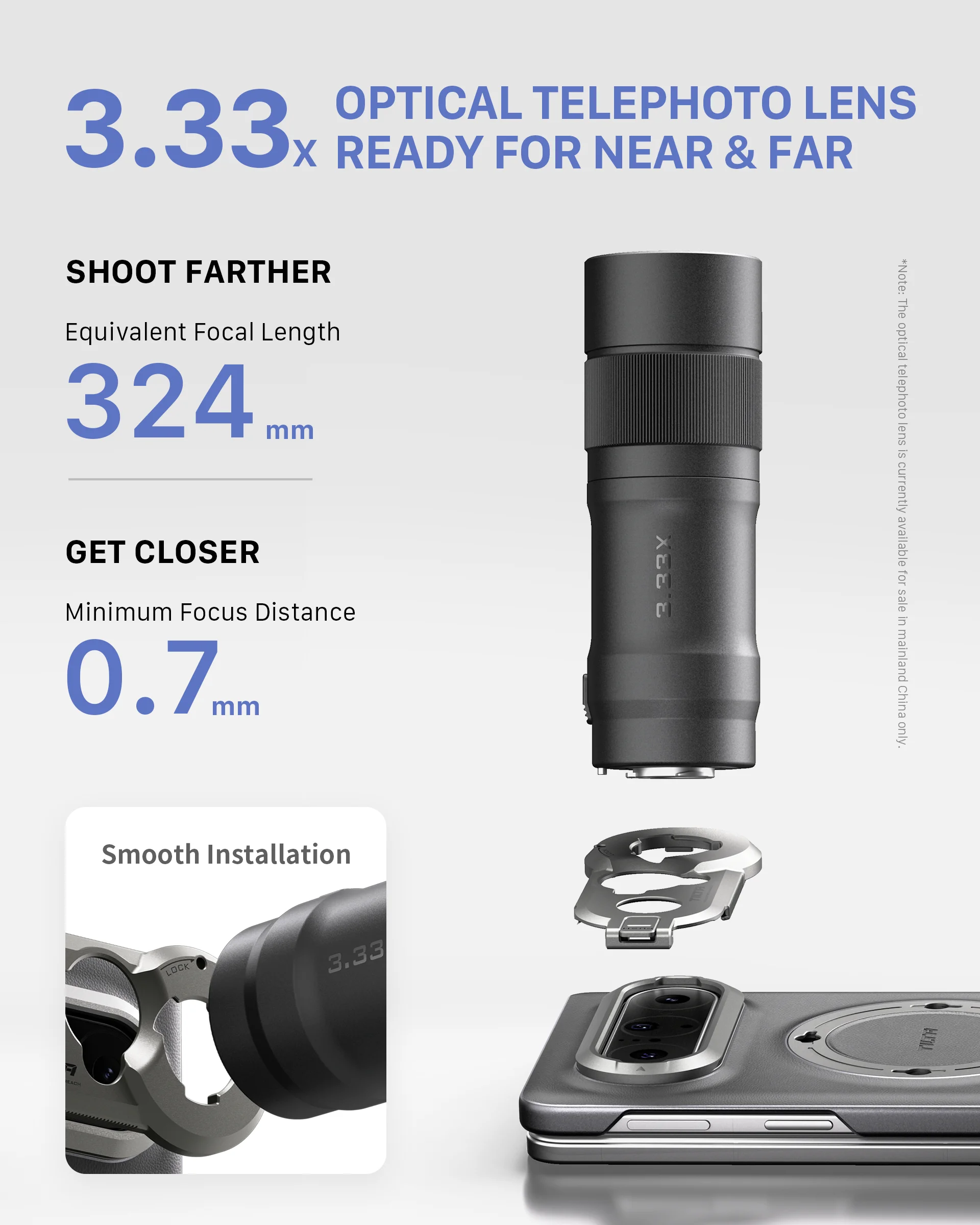TILTA für HUAWEI Pura 90 Pro/Pro Max Teleobjektiv-Handheld-Kit DESIGN mit Fokusgriff 3,33x Telekonverter-Objektiv TKL-H80 – Detail 13