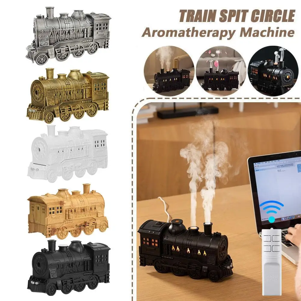 Retro Steam Train Humidifier Aromatherapy Machine Quiet Ultrasonic Spray Remote Control Bedroom Home Office Air Decor