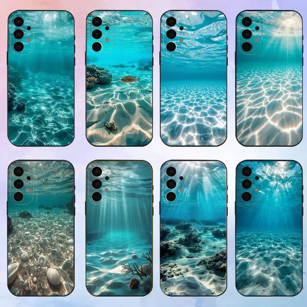 Ocean Wave Light phone Case For Samsung S25,24,21,22,23,30,Ultra,20,Plus,Fe,Lite,Note Black Cover