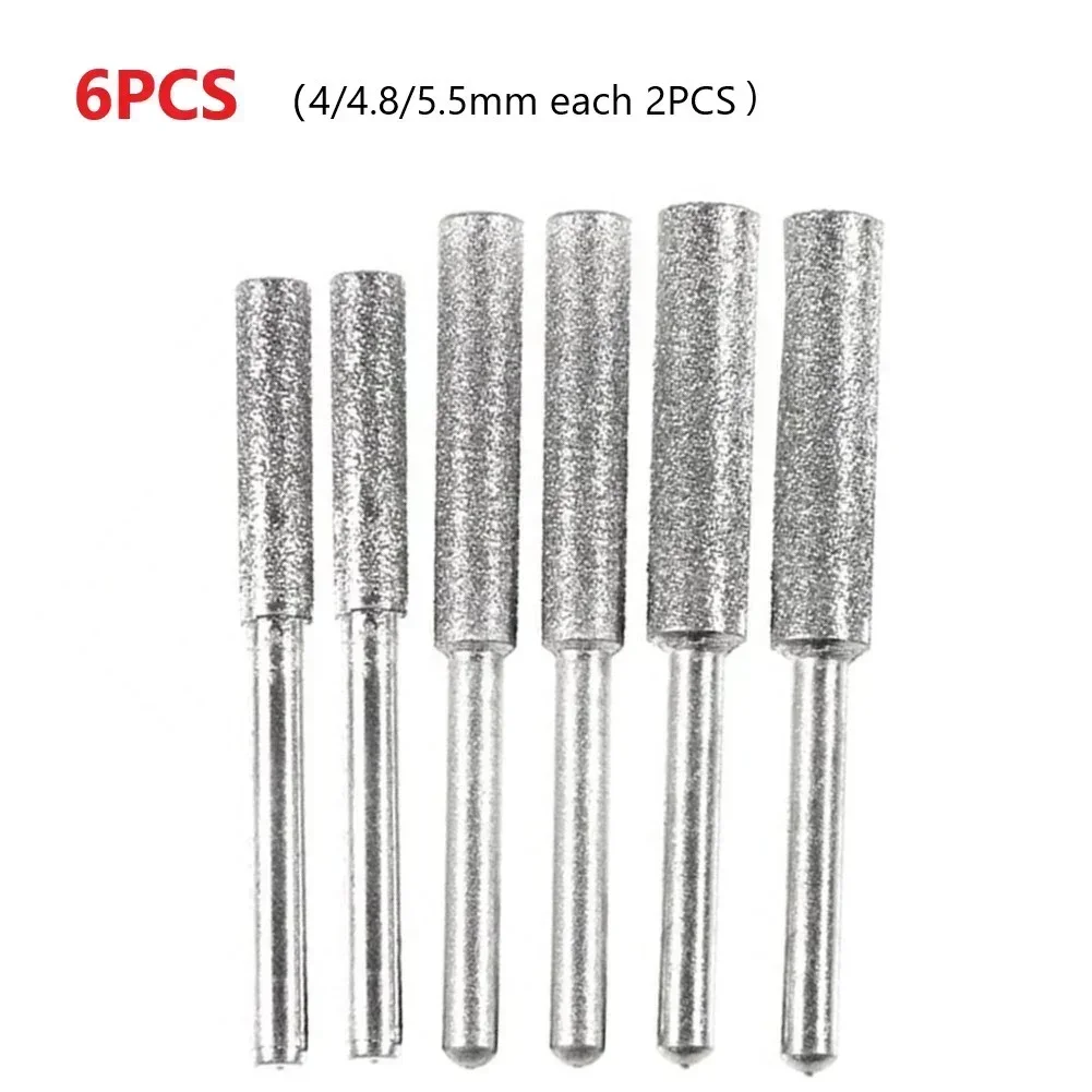 4mm 4.8mm 5mm Affilatrice per motoseghe Lima per pietra Affilatura per sega a catena Intaglio Rettifica Utensili elettrici Frese cilindriche rivestite diamantate