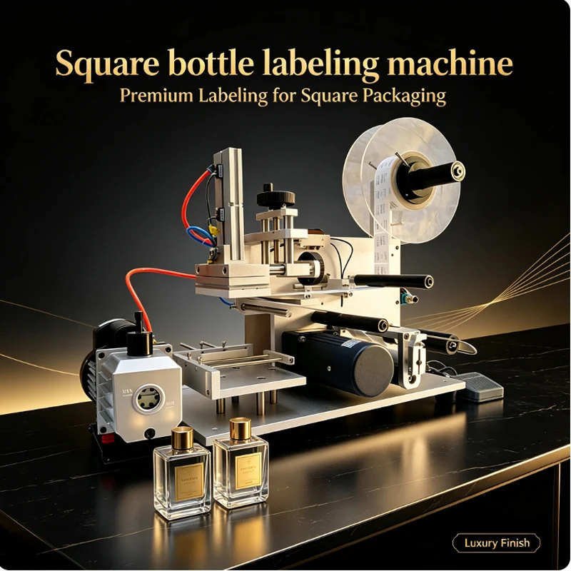 Semi Automatic Flat Surface Labeling Machine Square Bottle Top Label Applicator Flat Product Labeler Equipment