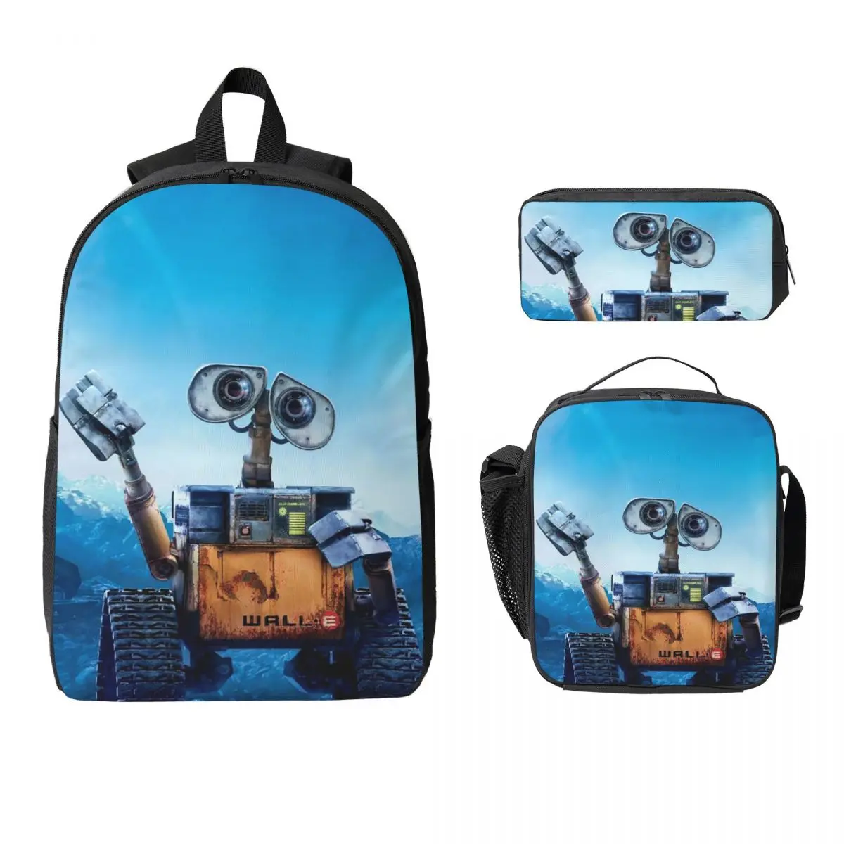

WALL-E Backpack Student Boys Girls BookBag School Bag Laptop Shoulder Bags 3ps Insulated Lunch Bag Pencil Case
